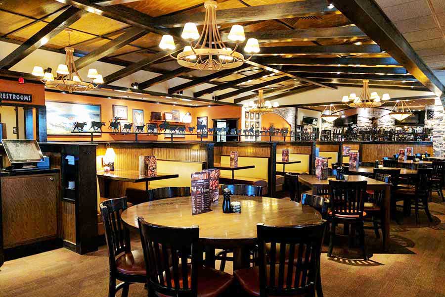 Commercial dining room interior lighting for a business